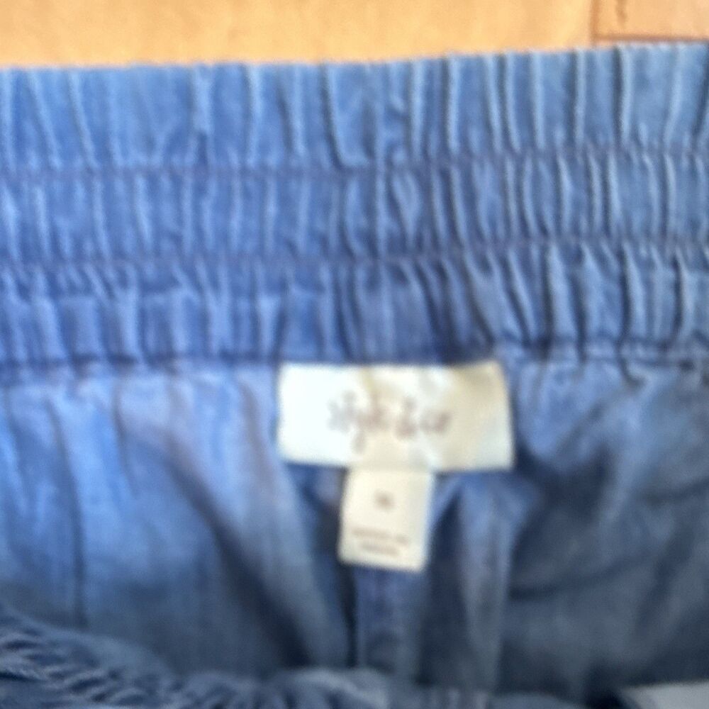 Blue lightweight Cotton Jogger Pants Drawstring Elastic Waist Pockets M - Picture 2 of 10